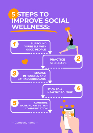 Effective Steps for Improving Social Wellness on Violet Poster 28x40in Design Template