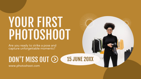 Ontwerpsjabloon van FB event cover van Eerste fotoshoot met professionele fotograaf