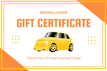 Experience Driving School Lessons Voucher Available Gift Certificate Design Template