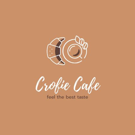 Platilla de diseño Cafe Ad with Coffee Cup and Croissant Logo