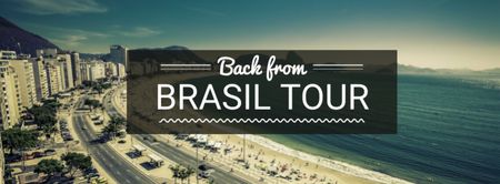 Brasil tour advertisement with view of City and Ocean Facebook cover Design Template