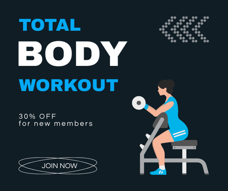 Gym Club Promotion with Woman Doing Workout with Dumbbell Facebook Design Template