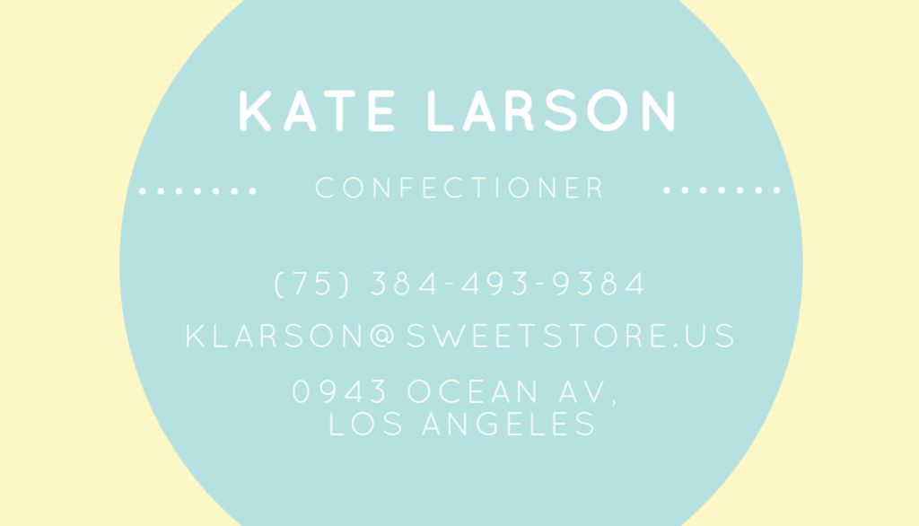 Platilla de diseño Confectioner Contacts with Circle Frame in Blue Business Card US