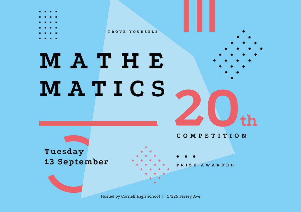 Ontwerpsjabloon van Poster A2 Horizontal van Math Event Announcement with Simple Geometric Pattern