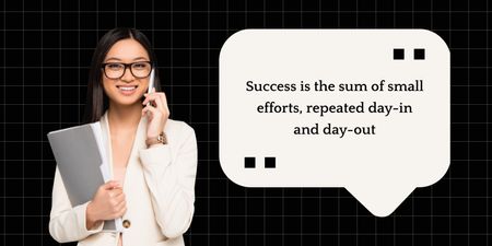 Quote about Success with Confident Businesswoman Twitter Design Template
