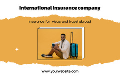 Promotion for Worldwide Insurance Firm with African American Traveler And Suitcase