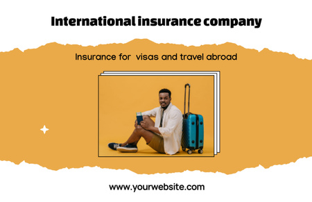 Advertisement for International Insurance Company with African American Traveling Flyer 5.5x8.5in Horizontal Design Template