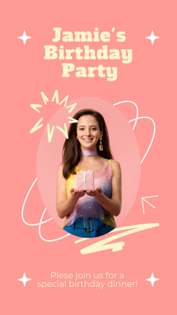 Designvorlage Einladung zur Geburtstagsfeier der jungen Frau für Instagram Story