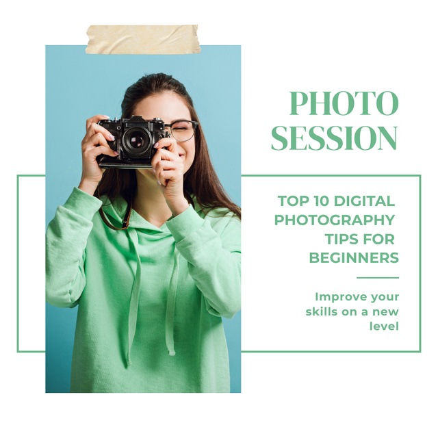 Photography Tips for Beginners on Green Instagram Design Template