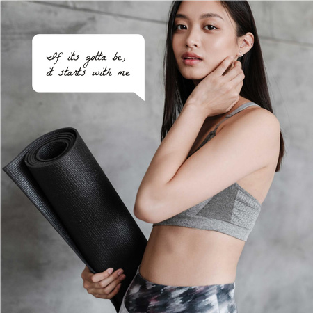 Woman holding Yoga mat Instagram Design Template