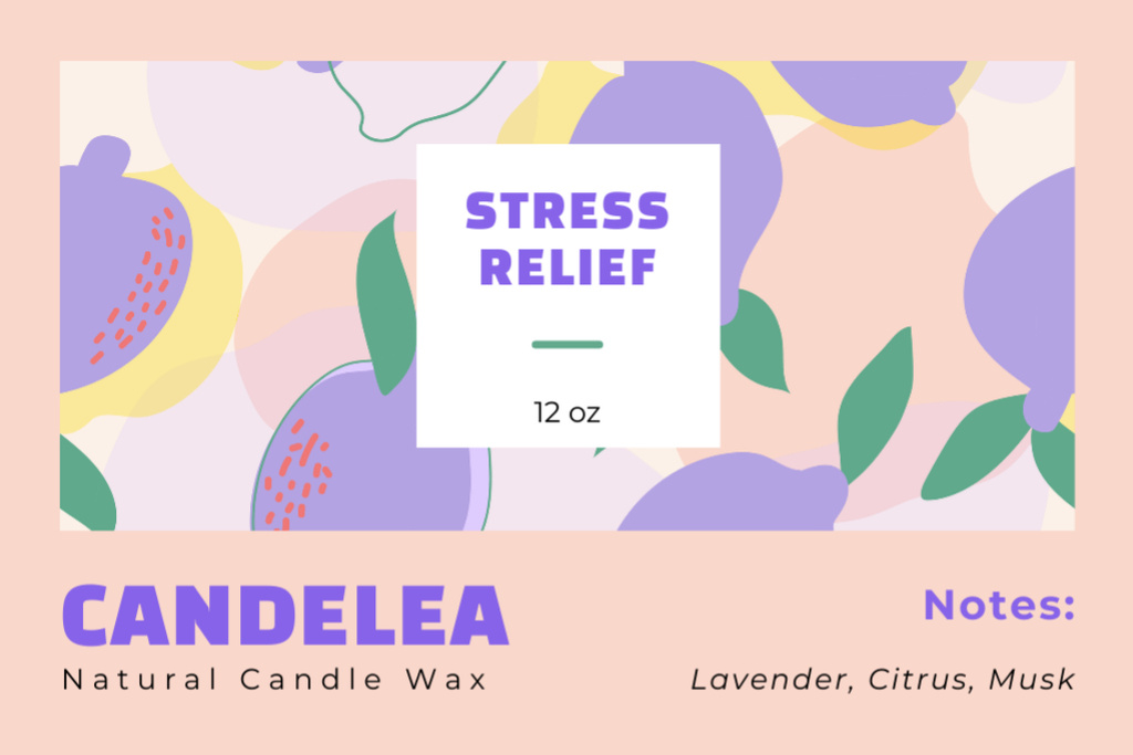 Wax Candles With Stress Relief Effect Offer Label Design Template