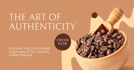 Authentic Coffee Beans Blend For Coffee Beverage Order Facebook AD Design Template