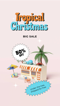 Tropical Christmas Sale Announcement Instagram Story Tasarım Şablonu