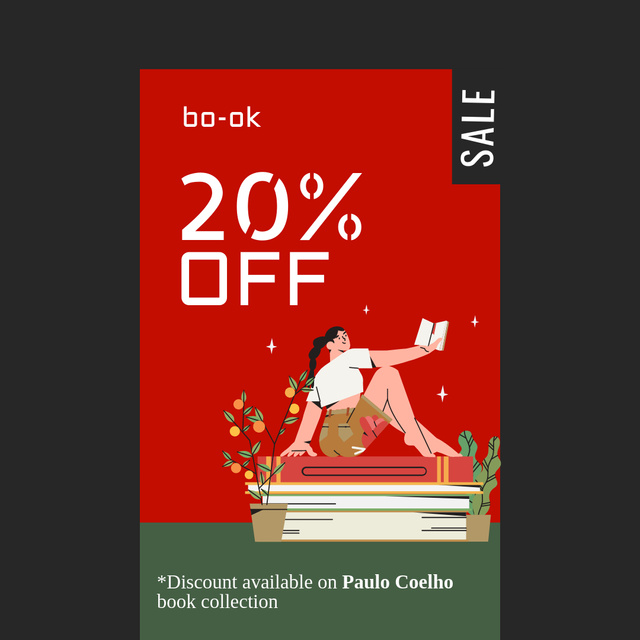 Literary Notification of Sale for Books With Illustration Instagram Design Template