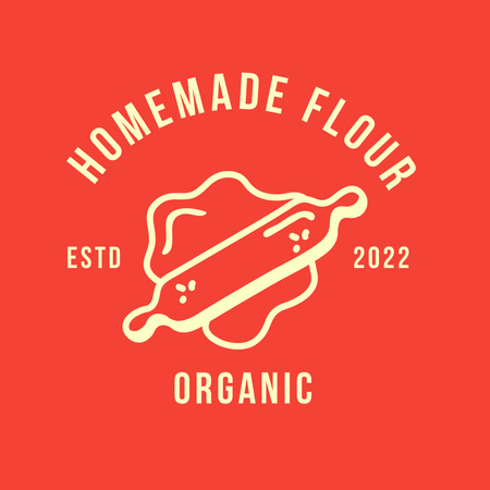 Ontwerpsjabloon van Logo van bakkerij ad met dough en rolling pin