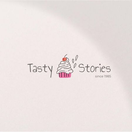 Platilla de diseño Bakery Ad with Cute Cupcake with Cherry Logo