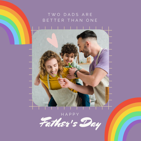 Father's Day with Happy Two Dads and Son Instagram Design Template
