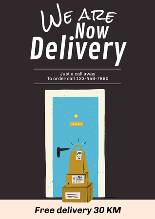 Door to Door Grocery Delivery Services Poster Design Template