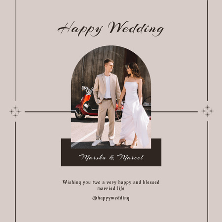 счастливых молодоженов на их свадьбе Instagram – шаблон для дизайна