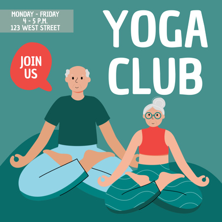 Modèle de visuel Club de yoga pour les personnes âgées avec horaire - Instagram