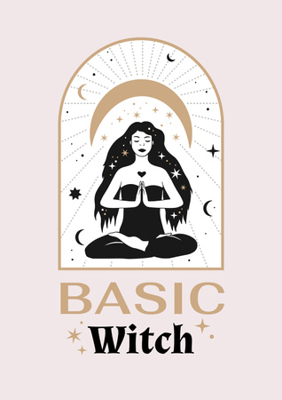 Astrological Inspiration with meditating Witch Poster Tasarım Şablonu