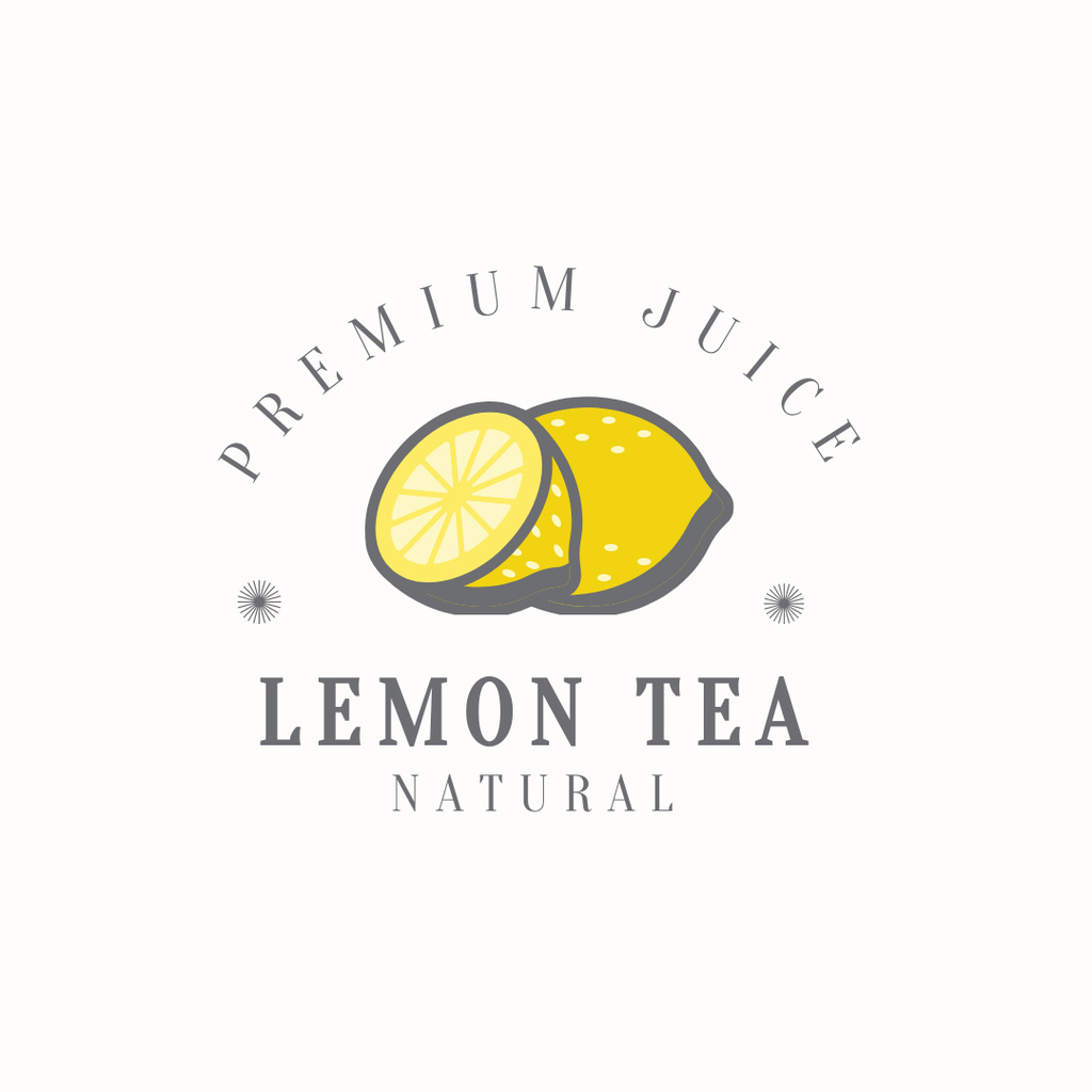 Cafe Ad with Lemon Tea Logo 1080x1080pxデザインテンプレート