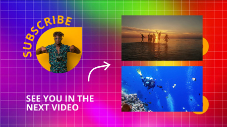 Template di design Vlog turistico con attività subacquea YouTube outro