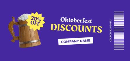 Traditional Oktoberfest Celebration With Beer On Discount Coupon Din Large Design Template