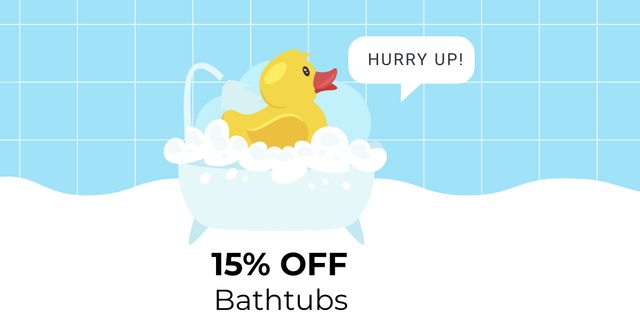 Template di design Bathtub with Foam and Rubber Duck Facebook AD