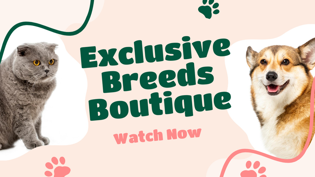 Ontwerpsjabloon van Youtube Thumbnail van Watch Our Exclusive Pet Breeds Overview