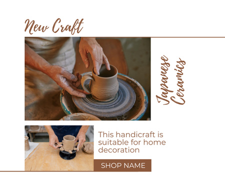 Designvorlage Ankündigung einer Handwerksmesse mit asiatischem Keramikangebot für Facebook