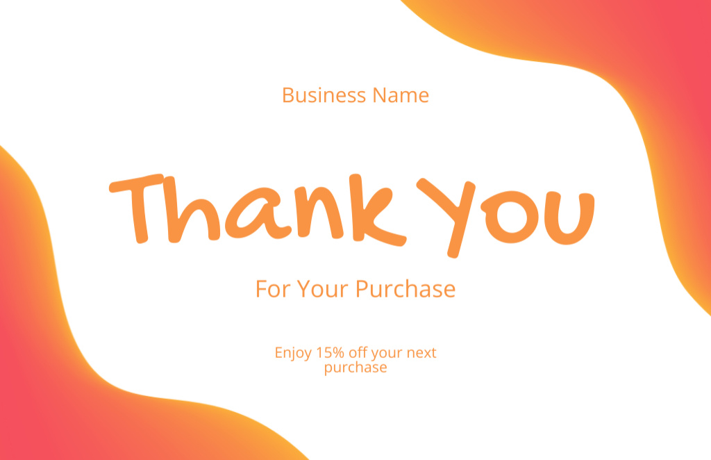 Template di design Thanks for Purchase with Discount Offer Business Card 85x55mm