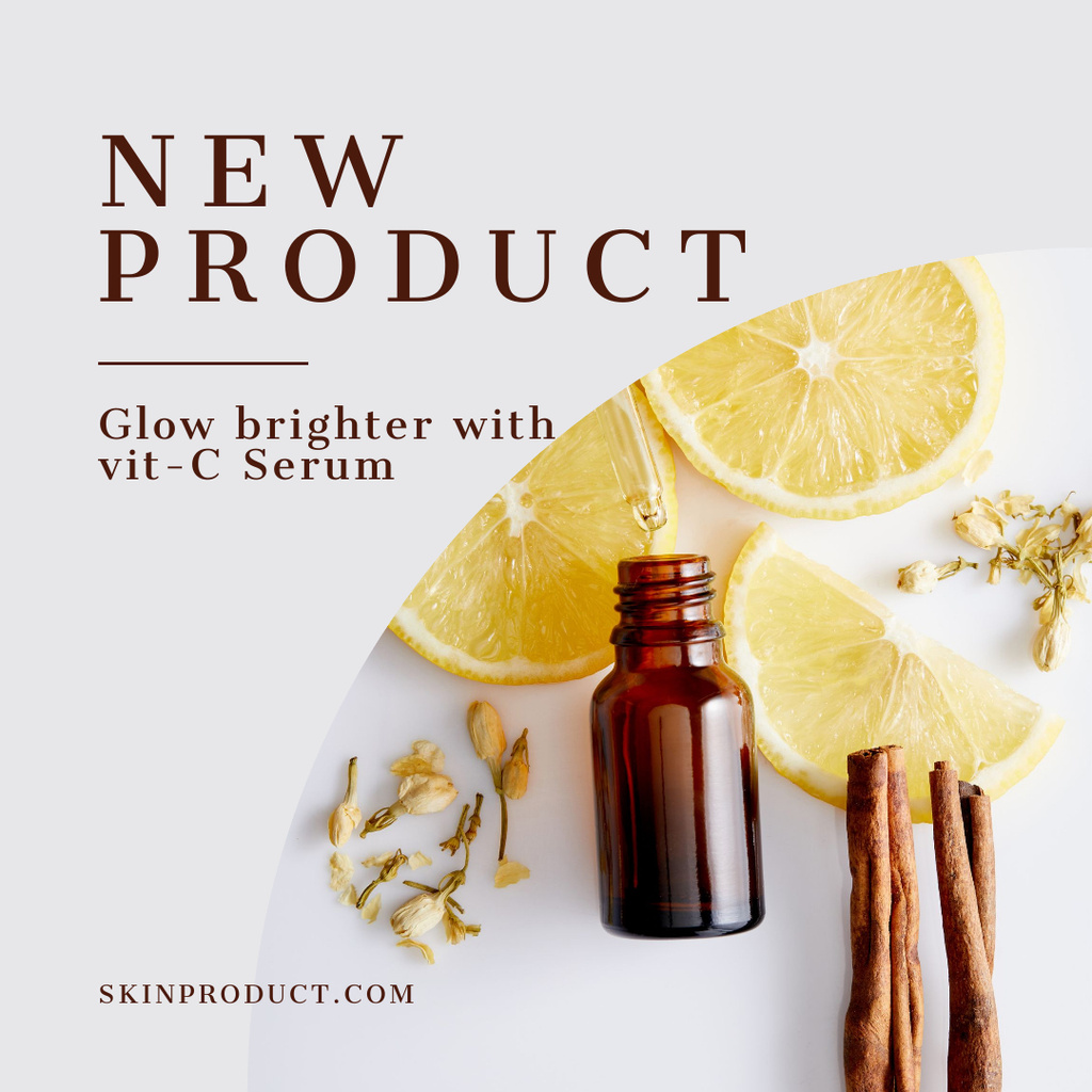 New Product Ad with Vitamin C Serum Instagram Πρότυπο σχεδίασης