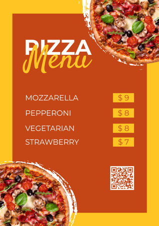 Designvorlage Preis für köstliche frische Pizza für Menu