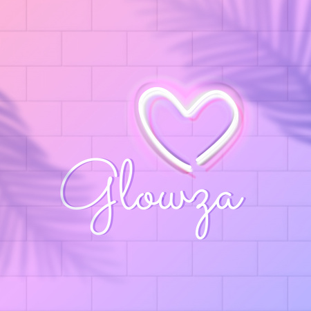 fényes rózsaszín neon szív illusztráció Logo tervezősablon
