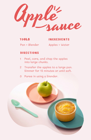 Modèle de visuel étapes de cuisson de la sauce aux pommes - Recipe Card
