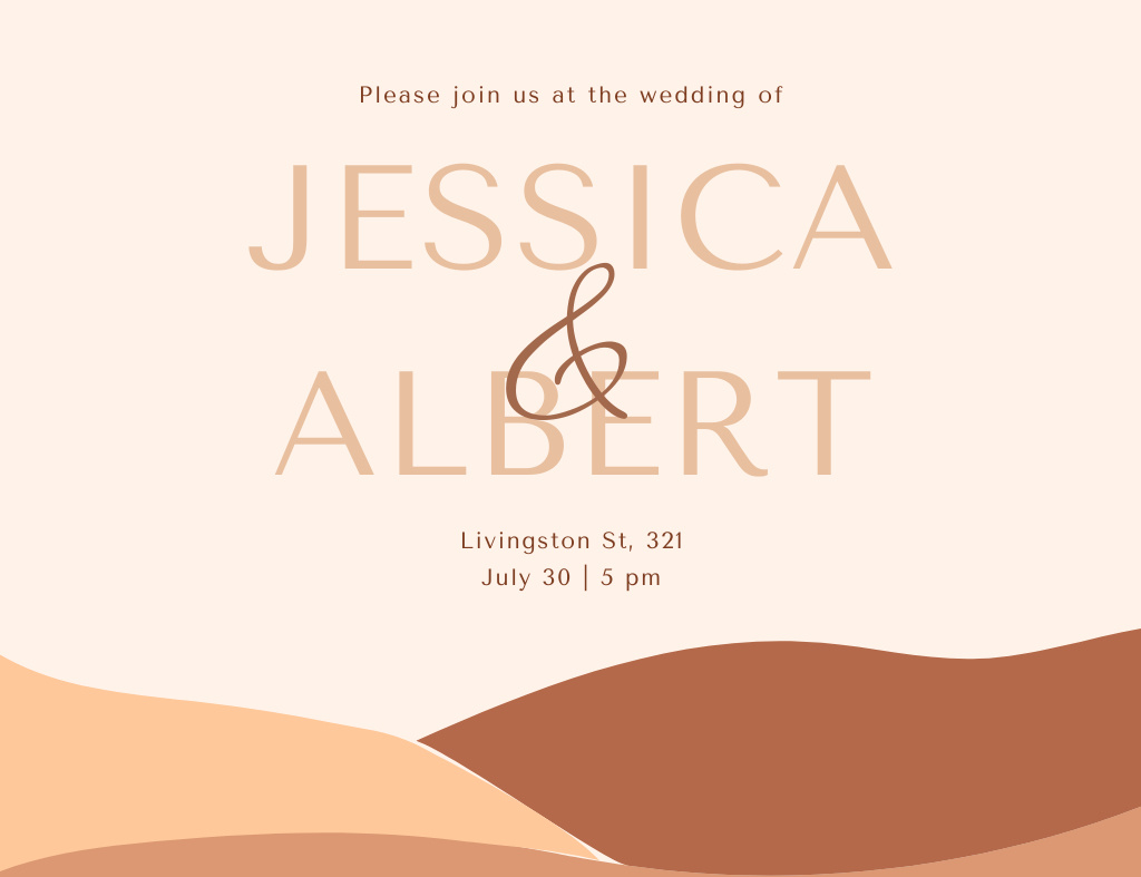 Wedding Day Announcement With Desert Landscape Invitation 13.9x10.7cm Horizontal Design Template