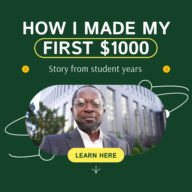 Successful Story About Earning Money As Student Animated Post Šablona návrhu