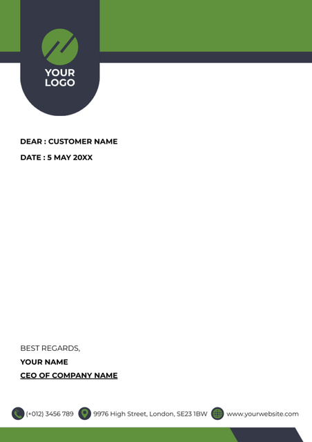 Empty Blank with Green Pieces Letterhead Design Template