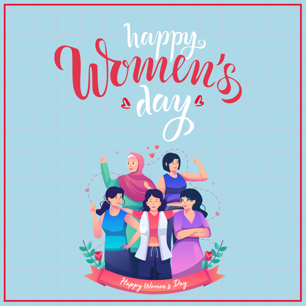 Designvorlage Happy Women's Day Greeting Card für Instagram