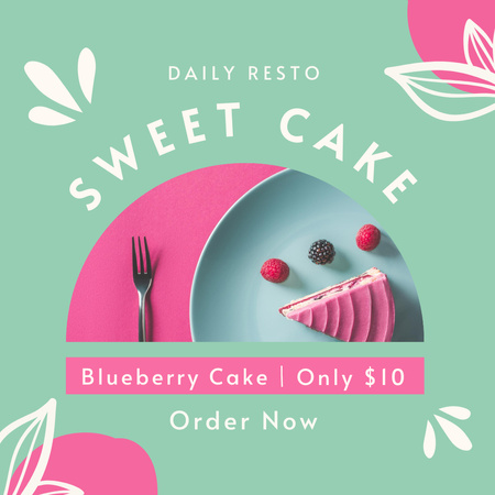 Pastry Offer with Blueberry Cake Instagram Tasarım Şablonu