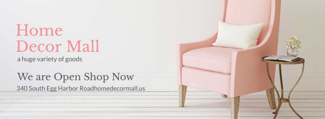 Home Decor Offer with Soft pink armchair Facebook cover Modelo de Design