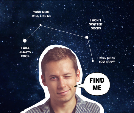 Funny Winking Man on Starry Sky Facebook Design Template