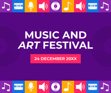 Creative Music And Art Festival In Winter Announcement Facebook tervezősablon