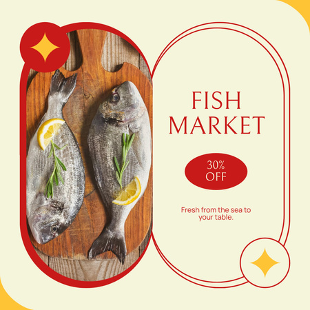 Ad of Fish Market Instagram Design Template