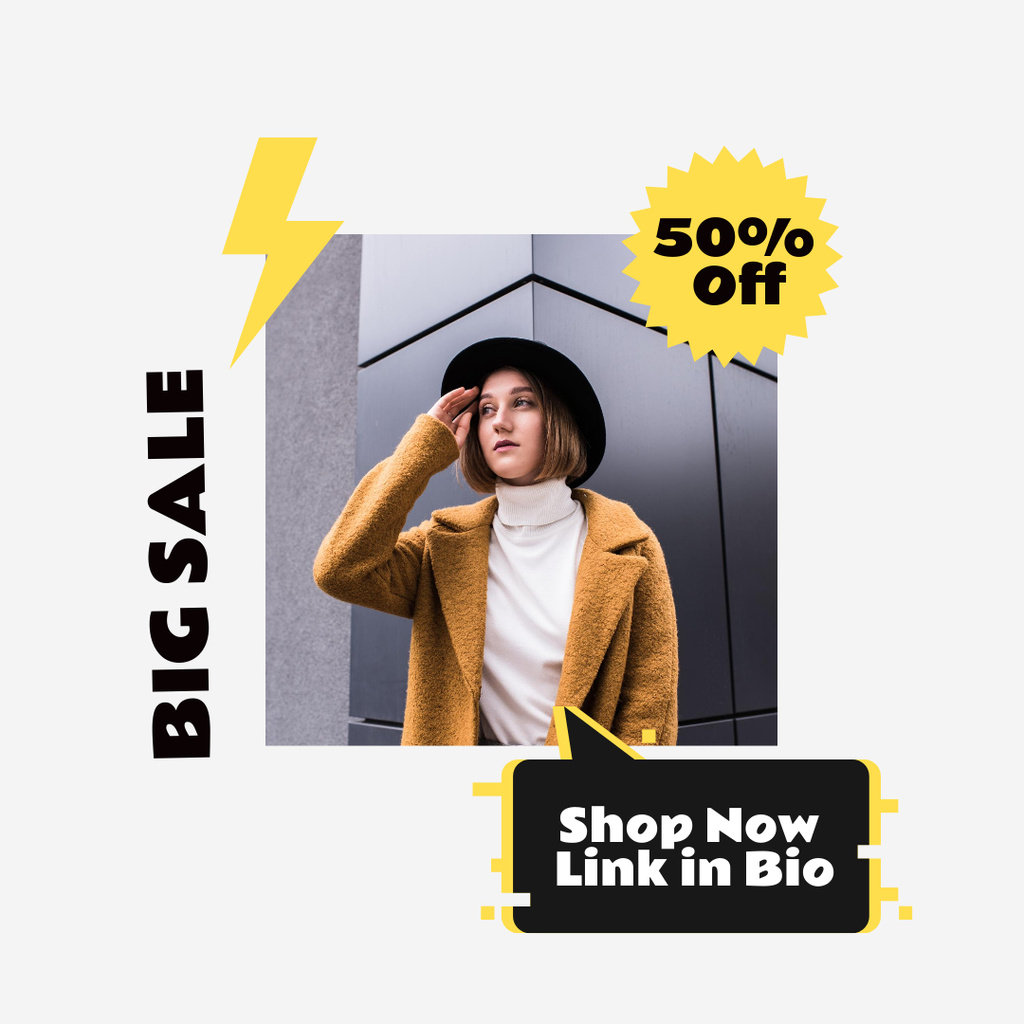 Big Sale Of Clothes And Accessories In Shop Instagramデザインテンプレート