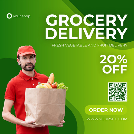 Fresh Food Delivery Service With Discount Instagram Design Template