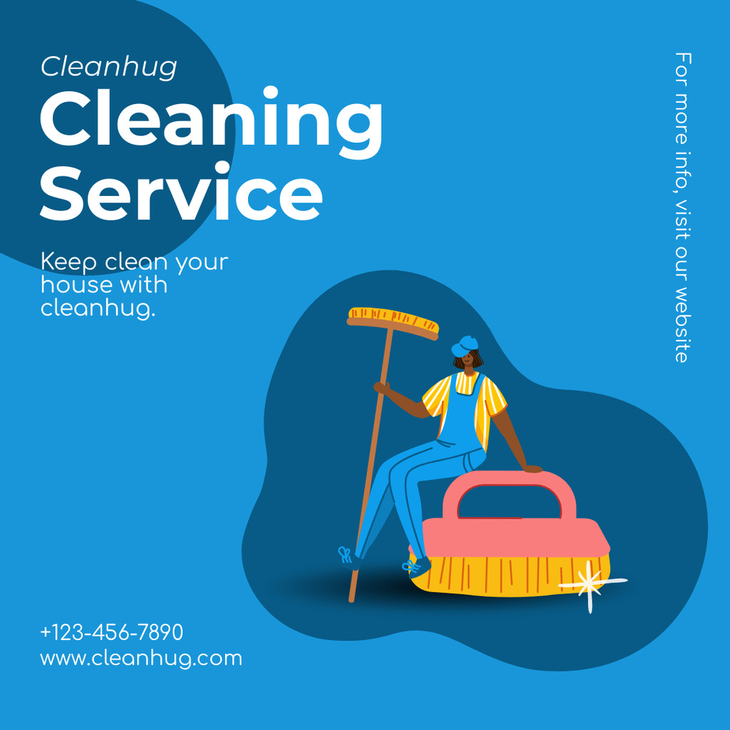 Reputable Cleaning Services with Broom And Washing Brushes Instagram AD Design Template