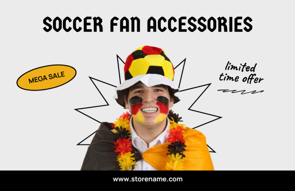 Designvorlage Fun-filled Accessories for Soccer Fan Sale Offer für Flyer 5.5x8.5in Horizontal