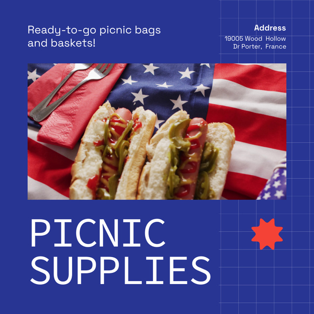 Ontwerpsjabloon van Animated Post van Sale of Picnic Supplies in USA to National Holiday